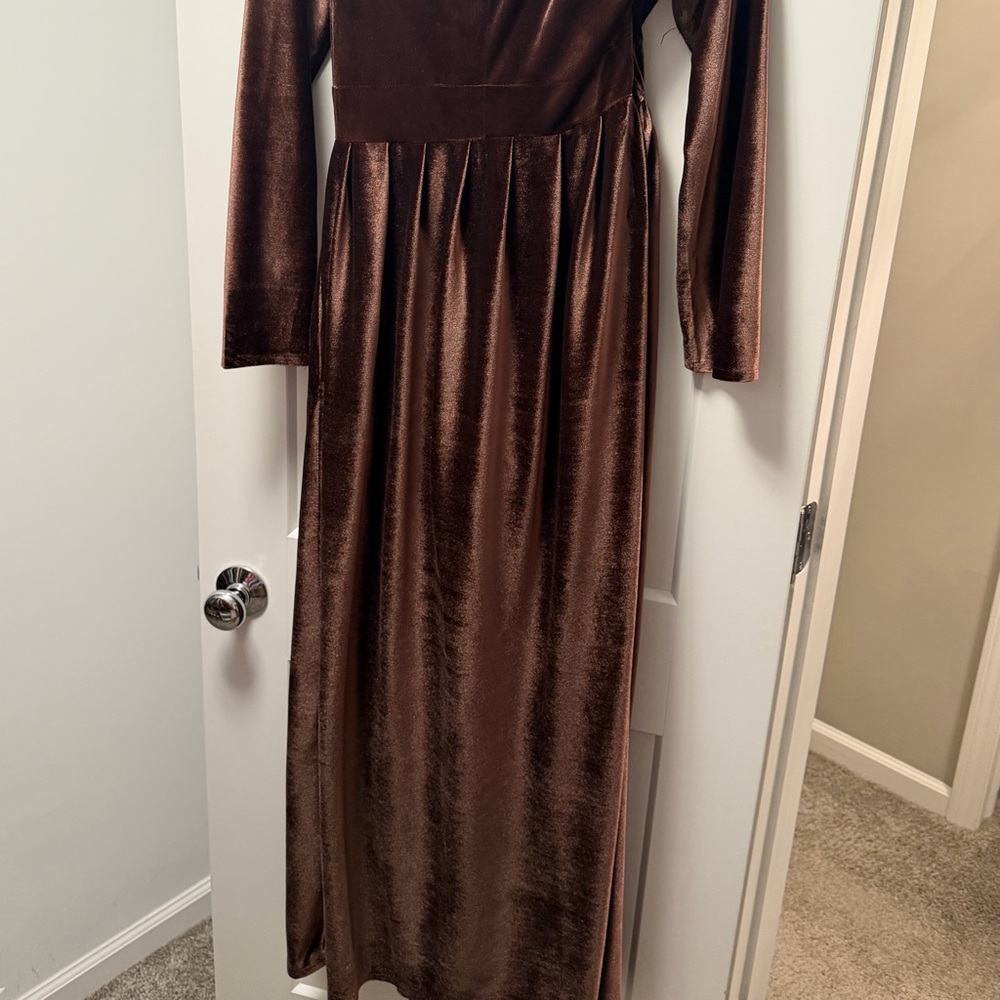 Elegant Brown Velvet Dress